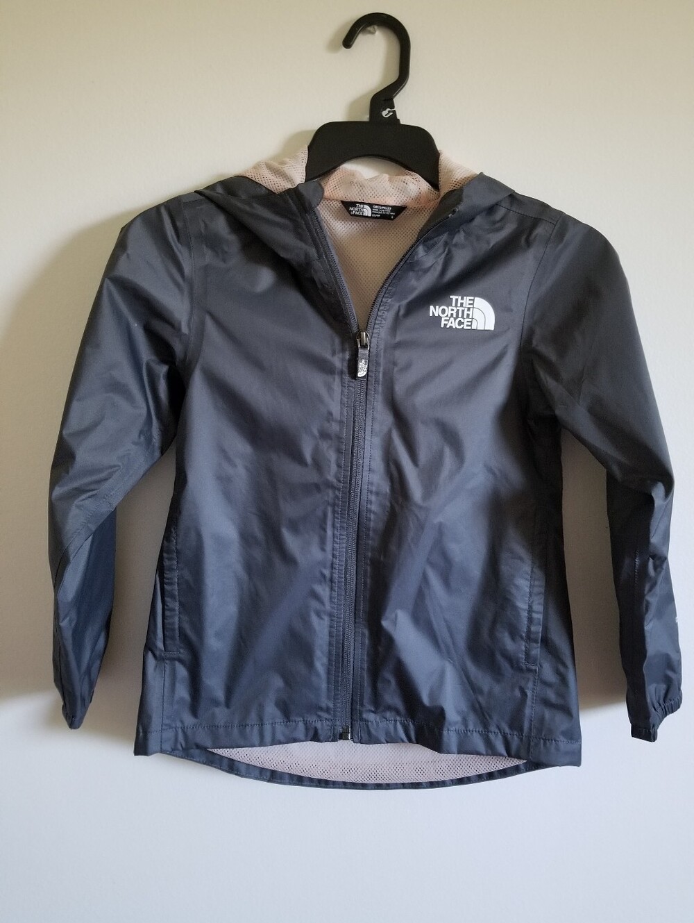 The North Face Kids Hooded Raincoat Windbreaker - Gray with White Logo